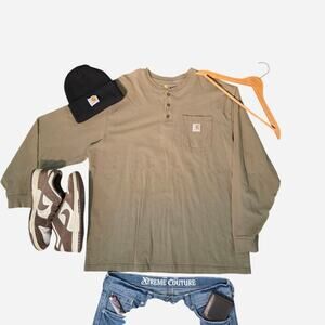 Green Carhartt Henley Long-Sleeve